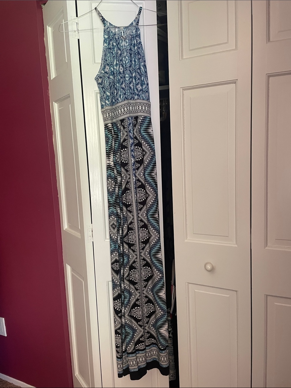London Times Blue and Black Paisley Maxi Dress